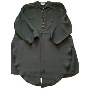 Suzanne top tunic  black   44ch  46H  37L   silk  rhynestone buttons